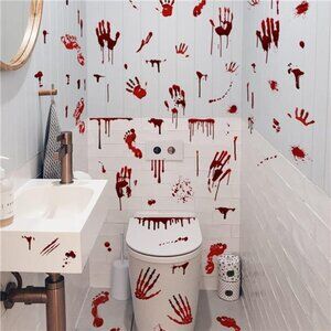 Halloween Bloody Handprint and Footprint Window Stickers - Wall Stickers